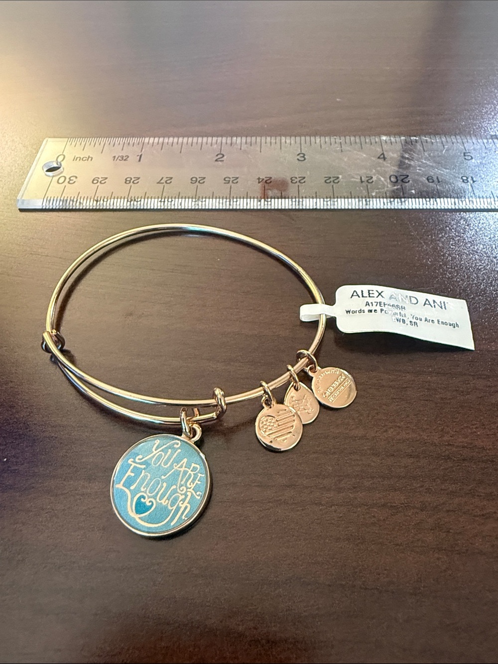 Alex and Ani Gold Tone 'You Are Enough' Charm Bangle